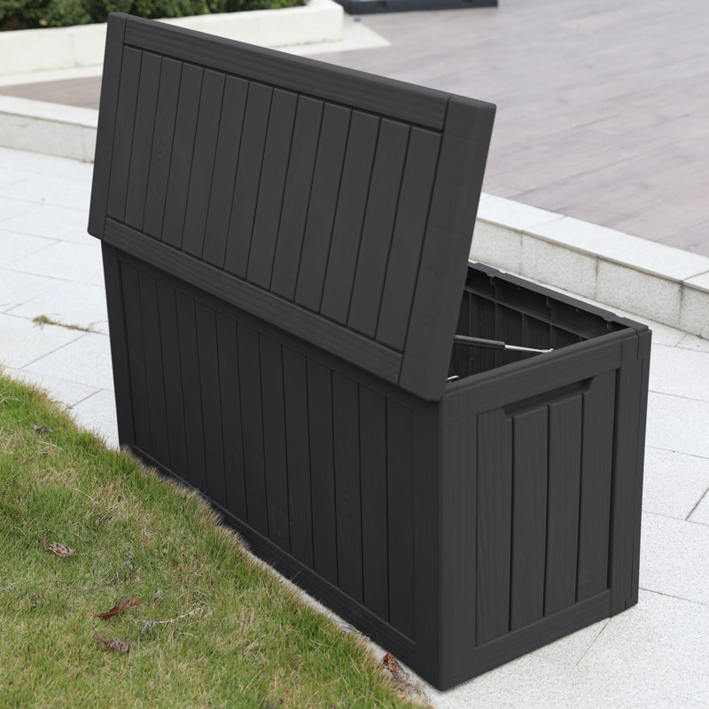 Boîte de rangement verrouillable en résine résistante à l'eau 80 gallons Emperic Design, Noir, 80