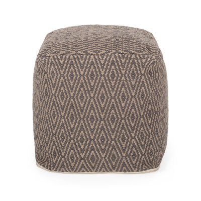 Amuleto Hand - Loomed Cotton Pouf, Dark Grey and Brown