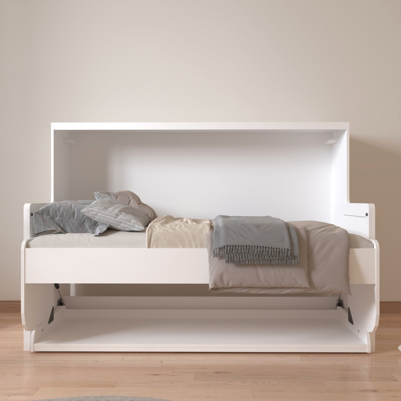 Lit escamotable avec bureau, mobilier de chambre idéal pour les petits espaces, lits gigognes horizontaux et verticaux et meubles peu encombrants, lits pliables (simple horizontal), cadre de lit