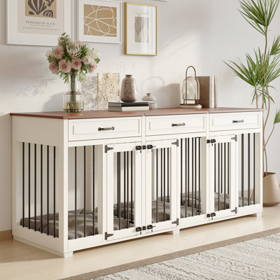 Diarmid Wood Pet Furniture Style Crate with 3 Doors