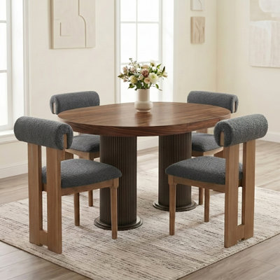 Abentego Solid Wood Fabric Dining Chair