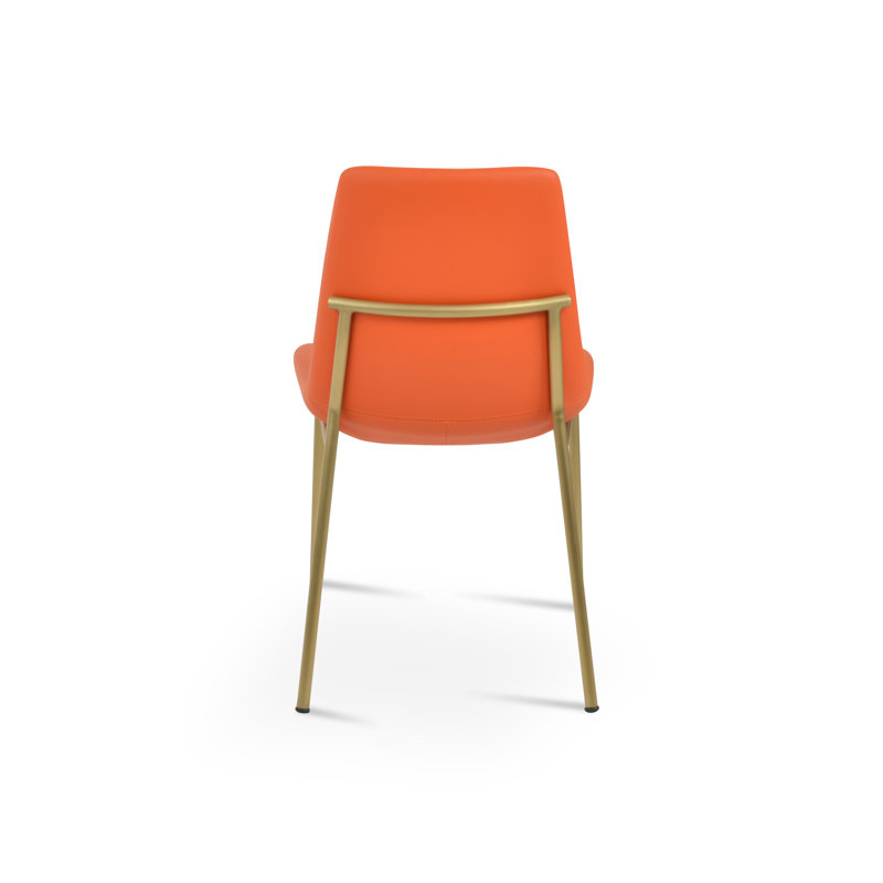 Chaise de salle à manger Eiffel Harris, Laiton, Orange similicuir
