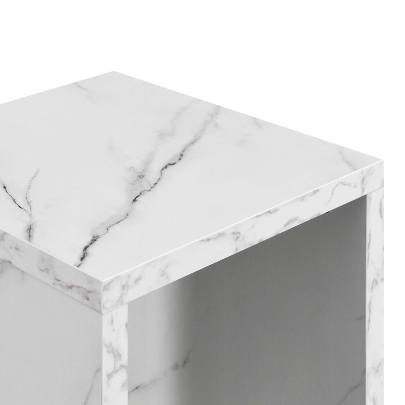 Jaffrey End Table, White Faux Marble
