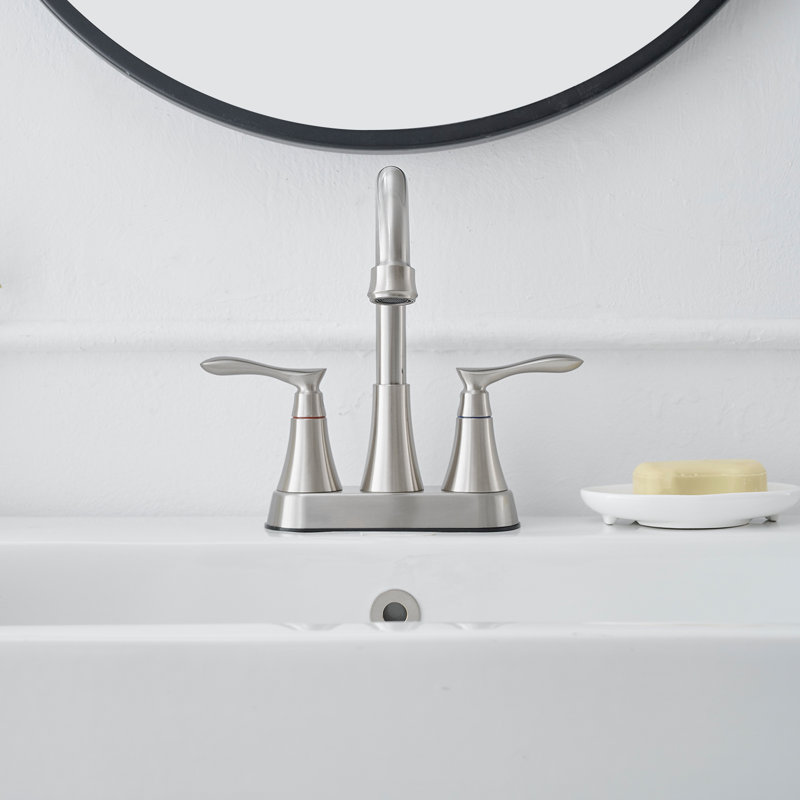 Centerset 2-handle Bathroom Faucet with Drain Assembly, Brushed Nickel