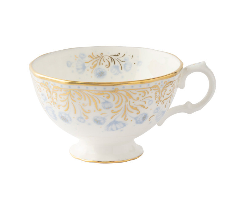 Royal Peony Bone China Teacup, Blue