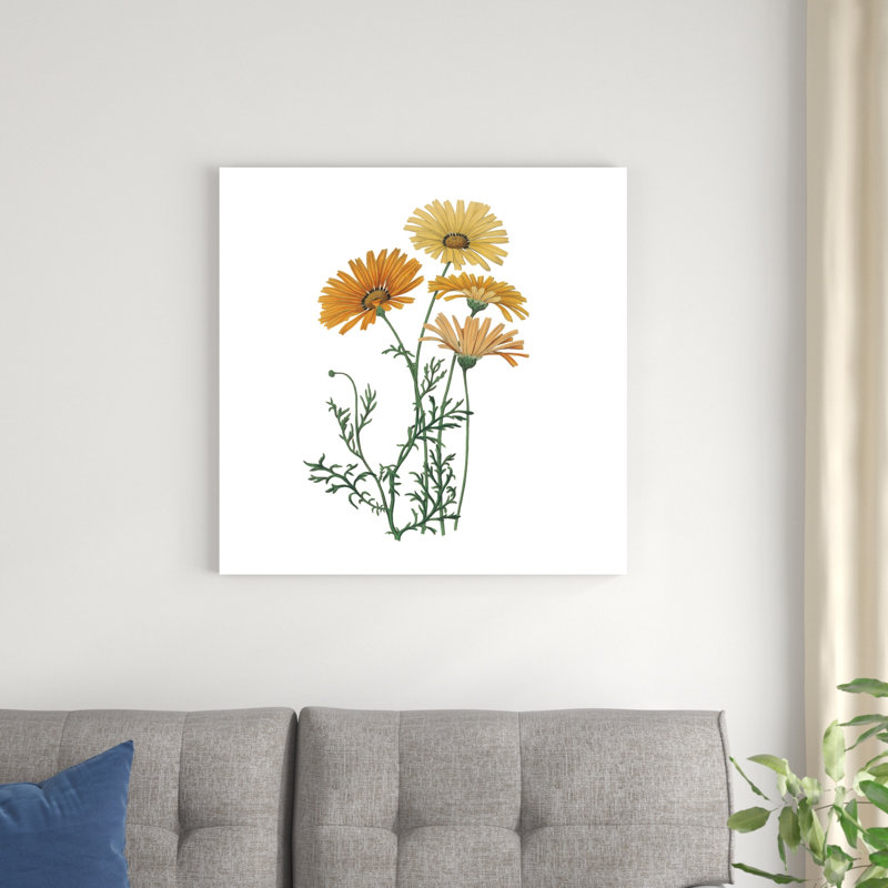 «Monument Gravure Tile Flowers II» par Wild Apple Portfolio - impression sur toile tendue, H 30 po x l 30 po x P 1,25 po