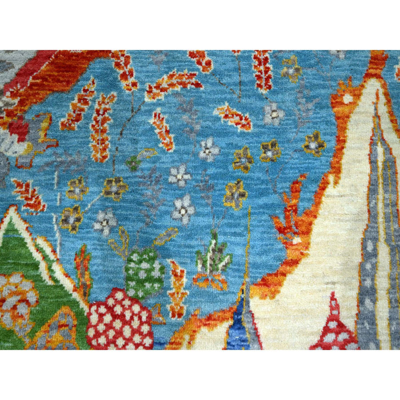 Tapis en laine noué à la main 8 pi x 10 pi à motif de montagnes, FC08E40395BE4EF190CC6E0238F28B3A