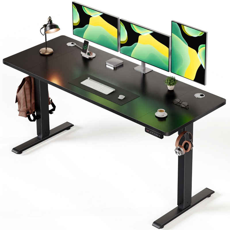 Bureau debout - Bureau électrique à hauteur réglable avec contrôleur de mémoire, H 46 po x l 48 po x P 24 po, Noir uni