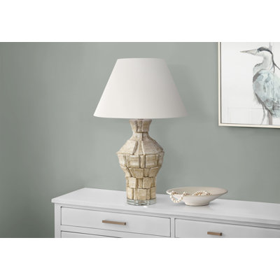 Lighting, 28 po, lampe de table, résine, abat-jour ivoire / crème, contemporain, moderne