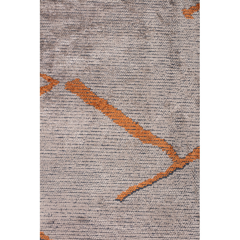 Orange/Beige/Gray Geometric Luxury Area Rug, Rectangle 7'10" x 11'2"