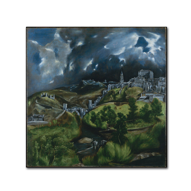 « view of toledo », reproduction sur toile tendue, H 14 po x l 14 po