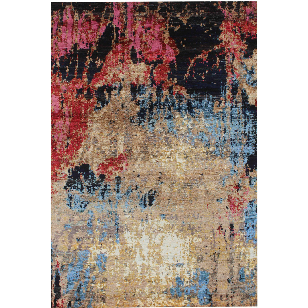 Geometric Hand Knotted 123cm X 182cm Area Rug