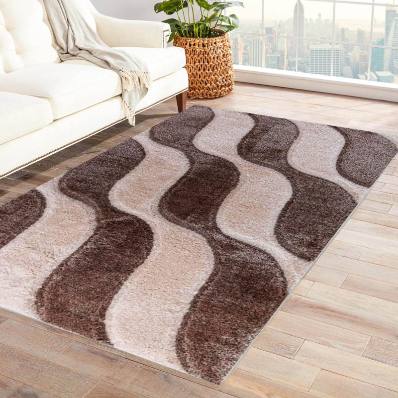 Rectangle Abstract Indoor / Outdoor Area Rug, Brown, Rectangle 60 x 110 cm