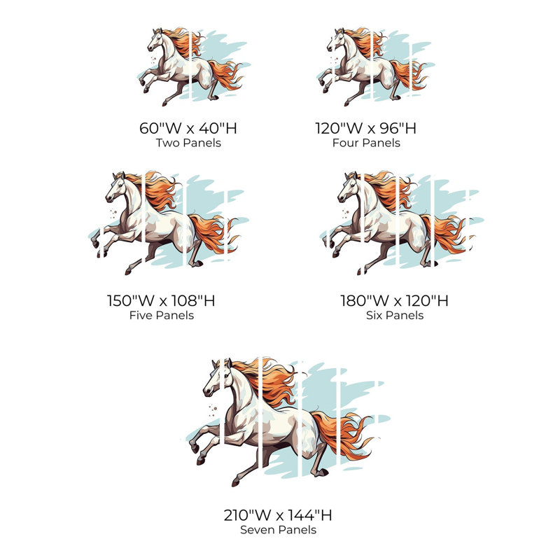 Murale pelez et collez de qualité supérieure - Cheval au galop, L 40 po x l 60 po