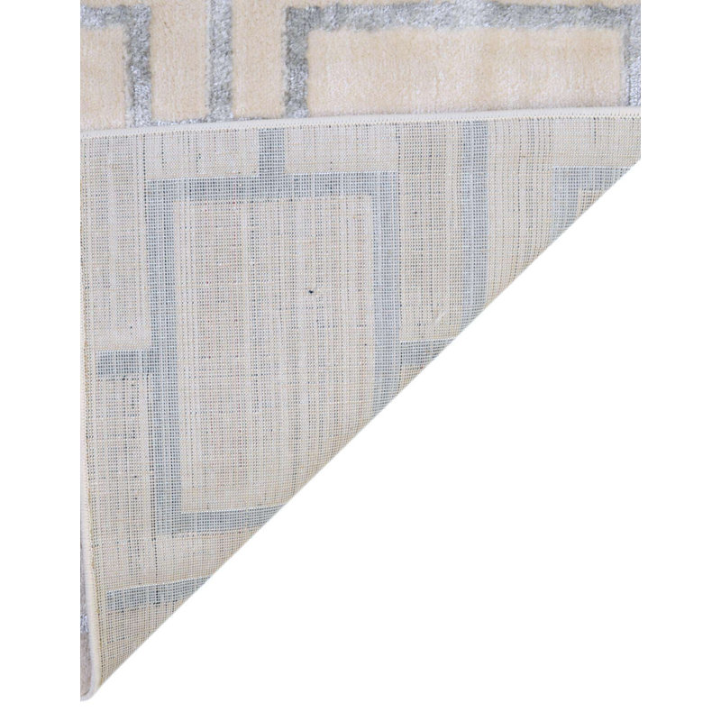 Glam Geometric White Silver Area Rug, Runner 2' x 6'1"