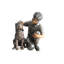 Sculpture de bronze en bronze pour enfant avec un chien 21 po x 18 po x 23 po