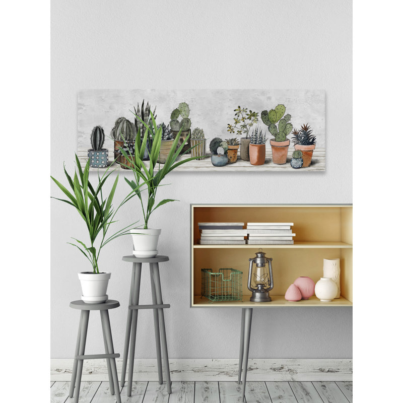 Succulent Centerpiece 1 Piece Wrapped Canvas Painting, 25cm H x 76cm W x 3.81cm D