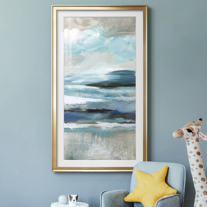 «Distant Drama II», peinture sur toile encadrée, Or, H 22,5 po x l 30,5 po x P 1,5 po