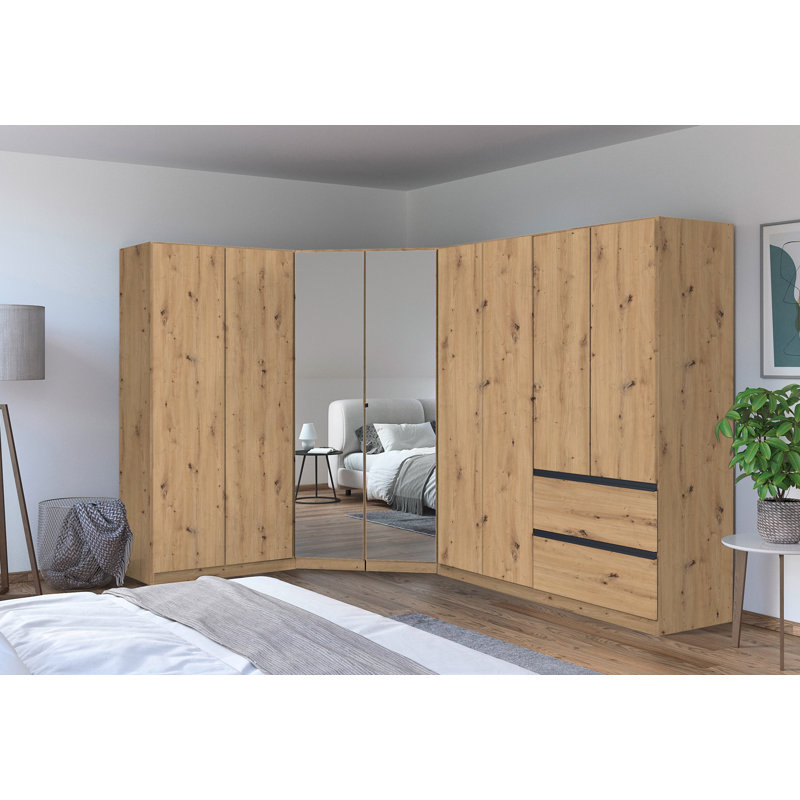 Wardrobe wardrobe set COSTA handle-less front, push-to-open, Artisan Oak/Metallic Grey