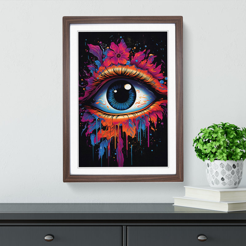 Eye - Single Picture Frame Print on Wood, Walnut Framed, 64cm H x 46cm W