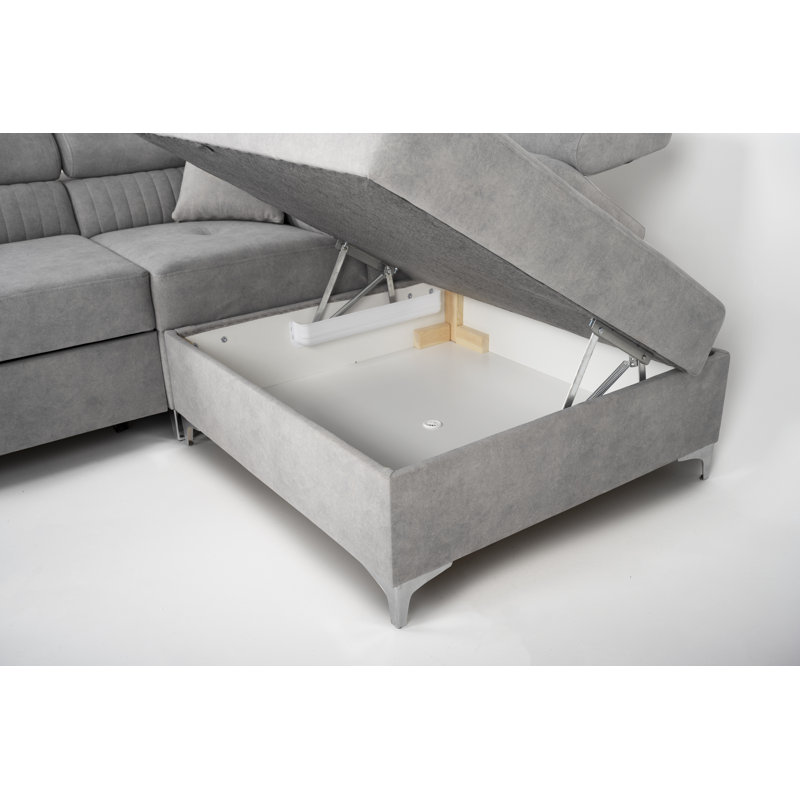 Lauren Corner Sofa Bed, Right Hand Facing, Silver