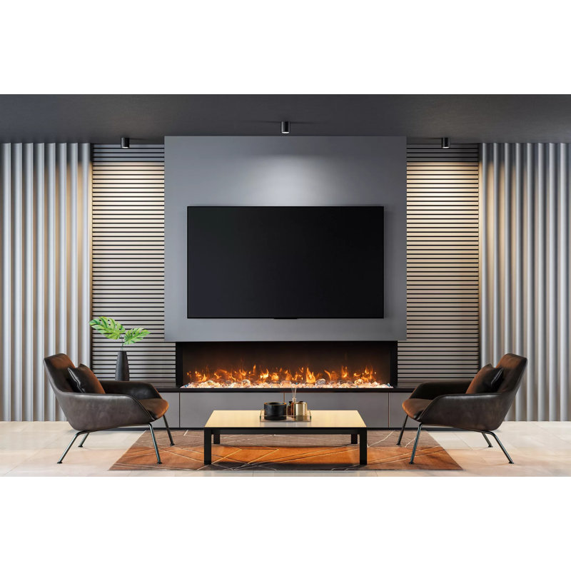 Amantii TruView Slim Electric Fireplace, 3 speed mortor, wifi enabled, 3 sided glass, built-in