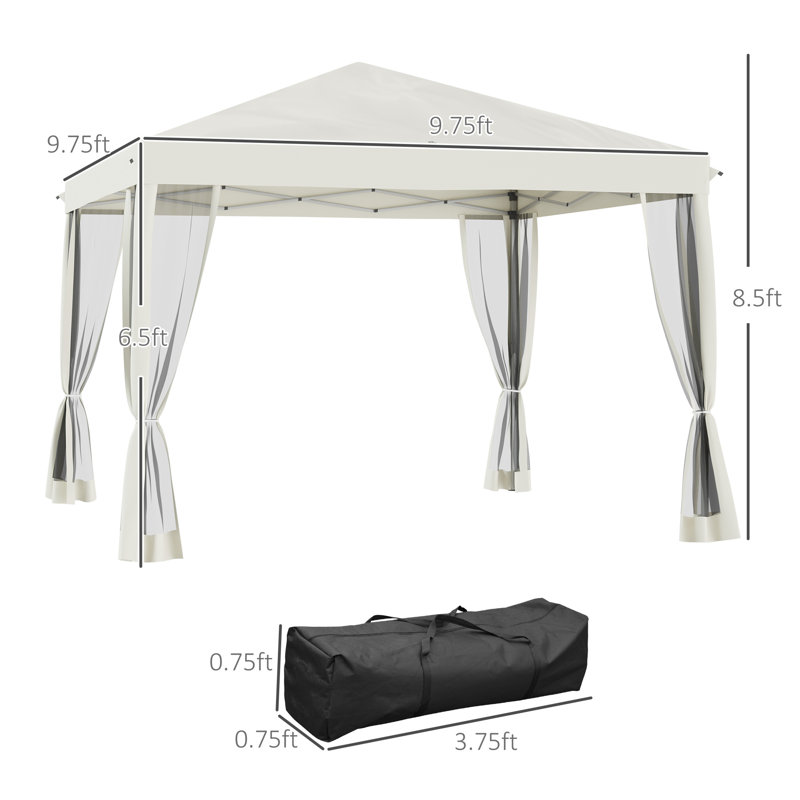 Instant Canopy Tent With Adjustable Height Steel Frame, Beige Pop-up Design For Outdoor Events And Garden Gatherings