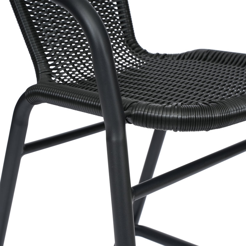 Tabouret de bar en rotin Nannie, Noir