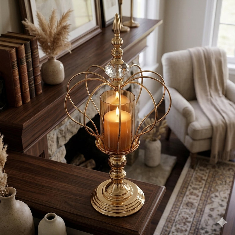 18.7'' H Glass Tabletop Hurricane