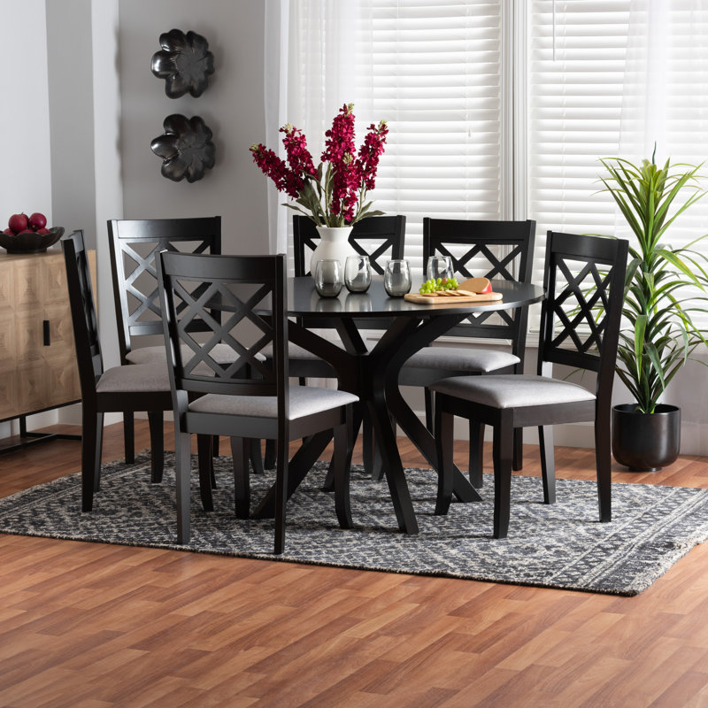 Ensemble repas pour 6 personnes Marbury, Gris / espresso, H 29,9 po x l 44,9 po x P 44,9 po, Marron foncé
