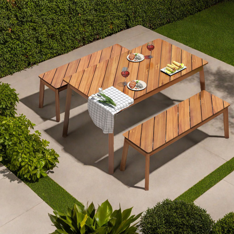 Ensemble de salle à manger moderne en bois d'acacia, design élégant pour l'extérieur et l'intérieur
