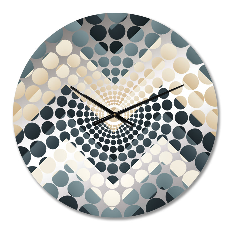 Grey White Geometric Neutrals Chevron Pattern - Chevron  Wall Clock, Medium