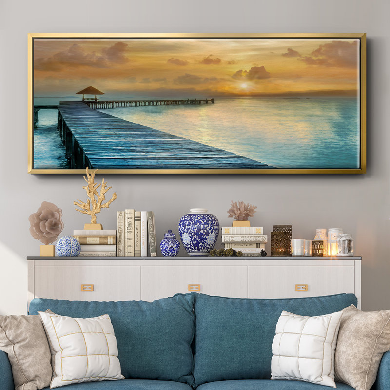«Island Time», reproduction sur toile encadrée, H 12 po x l 30 po x P 1,5 po, Or