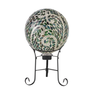 15"H Mosaic Gazing Globe with Scroll Pattern and Stand