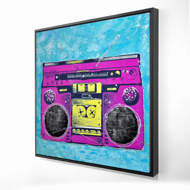 Toile rose encadrée musicale - Radio rétro Home Decor