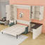 Grand lit escamotable avec canapé et bureau, tiroirs, tablettes-770623778