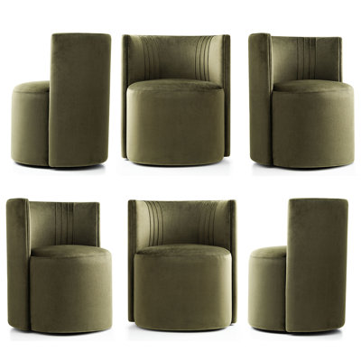 Velvet Upholstered Rolling Dining Chairs with Casters