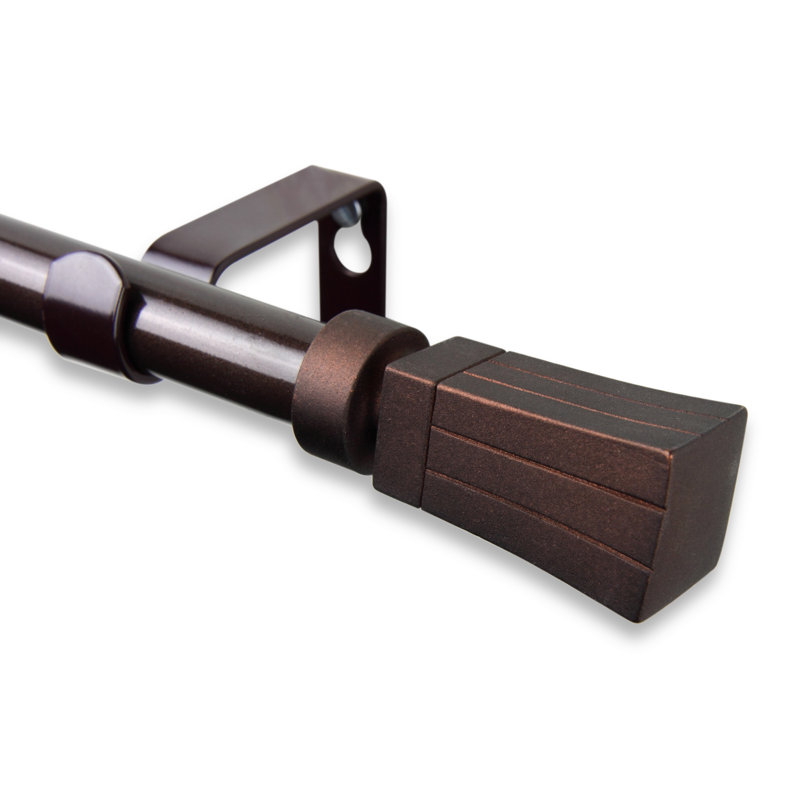 Tringle à rideaux simple réglable Shamar, 84 po à L 120 po, Cacao