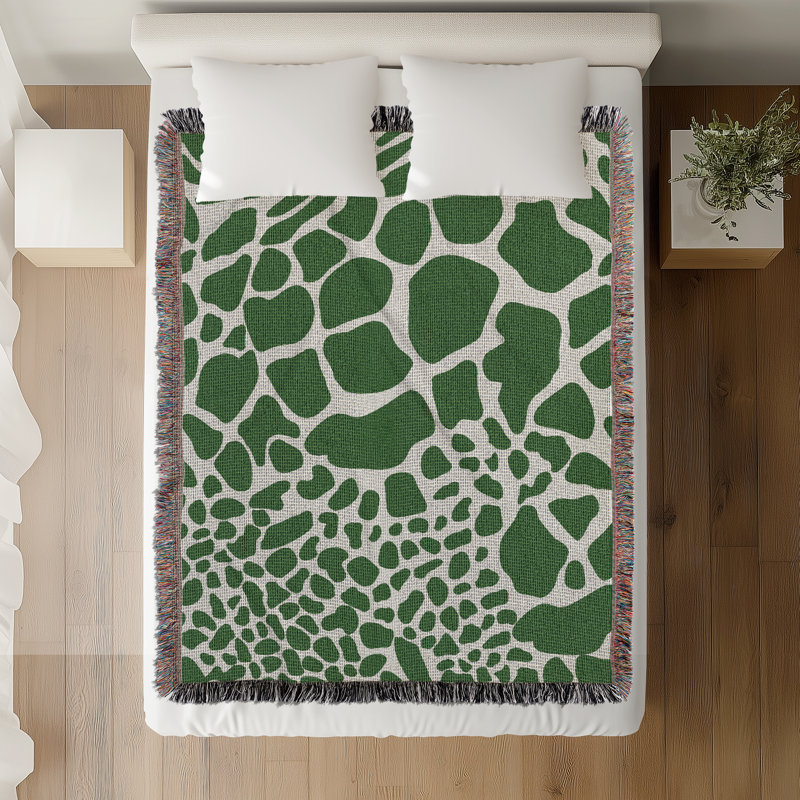 Jeté en mélange de coton à imprimé animal Zuma, L 80 po x l 60 po, Vert