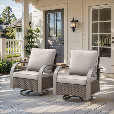 Wyland Industrial Style Outdoor Wicker Swivel Glider Chairs Set Of 2 by Latitude Run