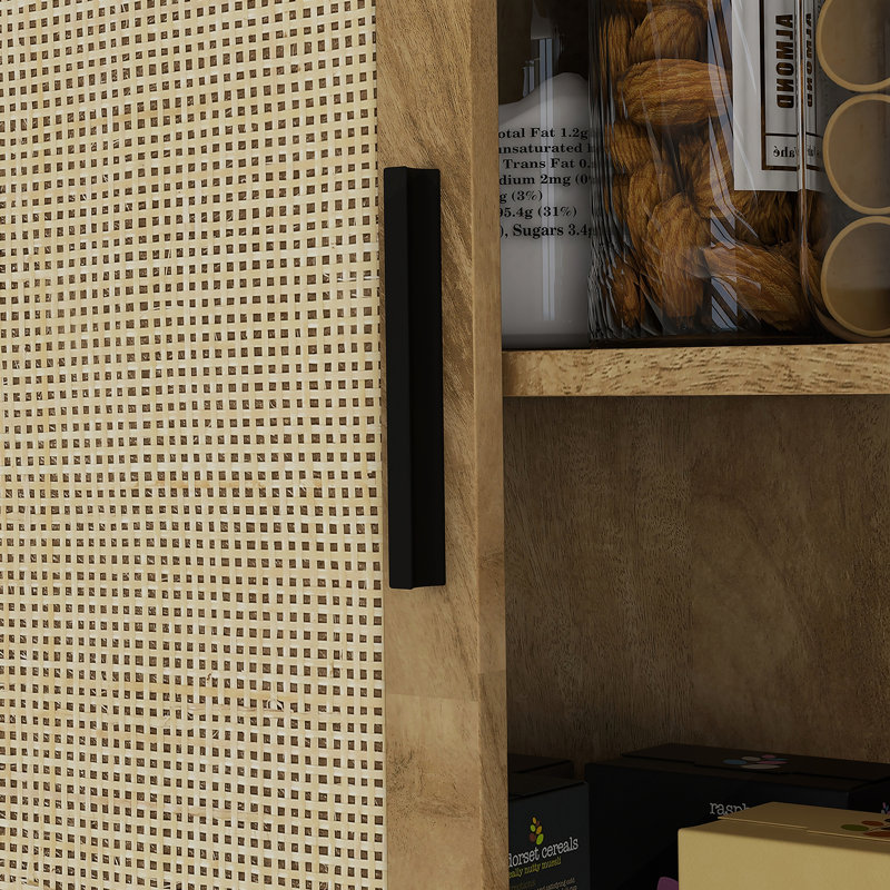 Armoire de rangement en rotin 64 po avec tablette réglable