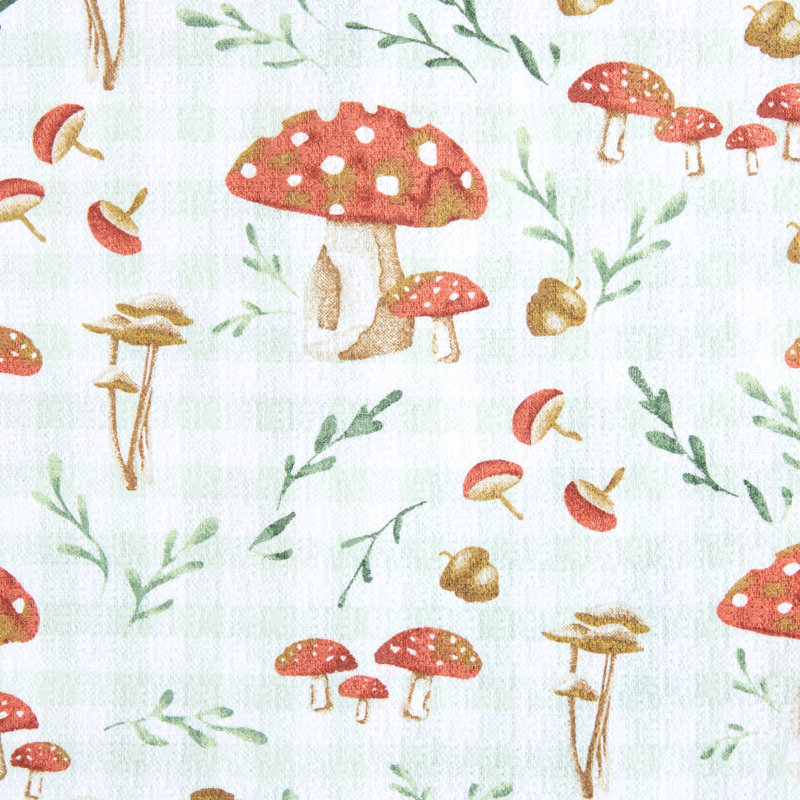MARTHA STEWART Autumn Harvest Mushroom Plaid 3-Pack Kitchen Towel Set, 16"X28"