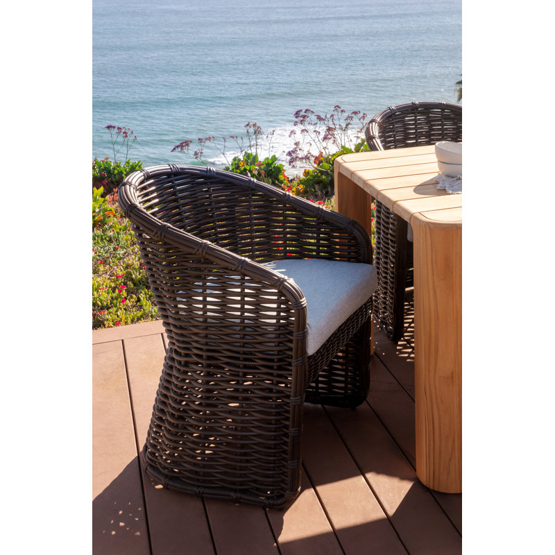 Cabo Wicker Premium All-Weather Wicker Outdoor Dining Armchair with Sunbrella® Cushion