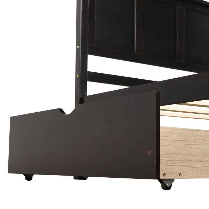 Le lit plateforme simple avec 2 tiroirs roulants en couleur, en bois massif artisanal et pour une utilisation mobile à long terme, a créé un endroit confortable pour dormir