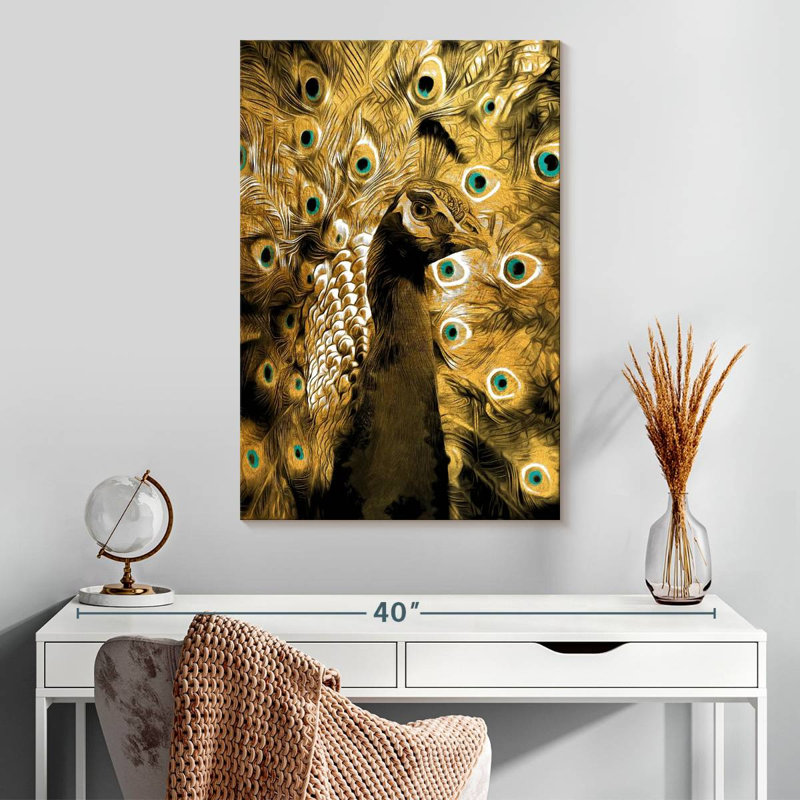 Brampt Gold Peacock, 30" H x 20" W
