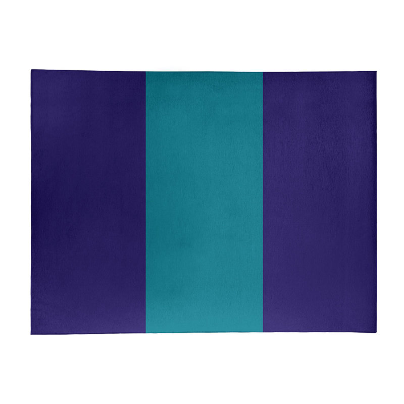 Tapis mauve foncé/bleu foncé rayé, Rectangle 8 pi x 10 pi