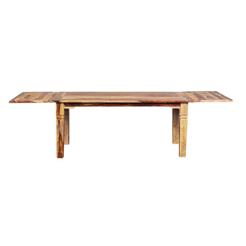 Traci 37 " Extendable Sheesham Rectangular Solid Wood Top with Solid Wood Base Dining Table