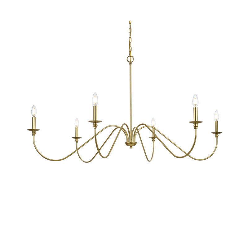 Sherree 6-Light Dimmable Chandelier, Brass, 28" H x 54" W x 54" D