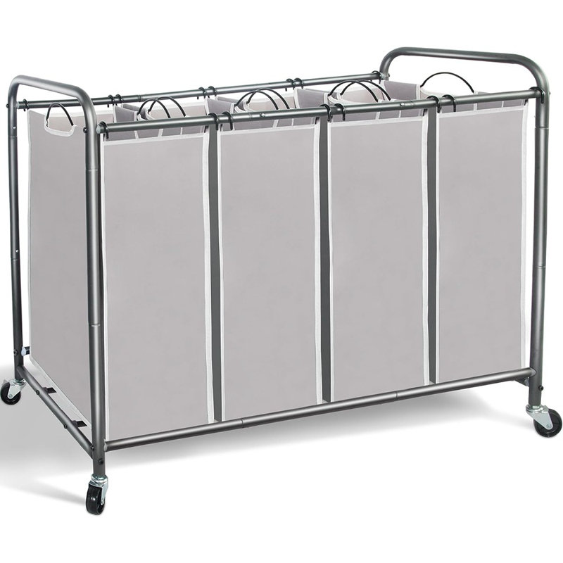 Laundry Sorter 4 Section, Laundry Hamper With Whe...