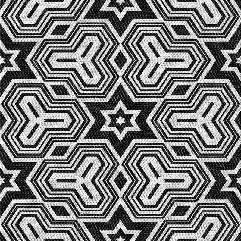 Tapis noir à motifs géométriques, Carré 4 pi